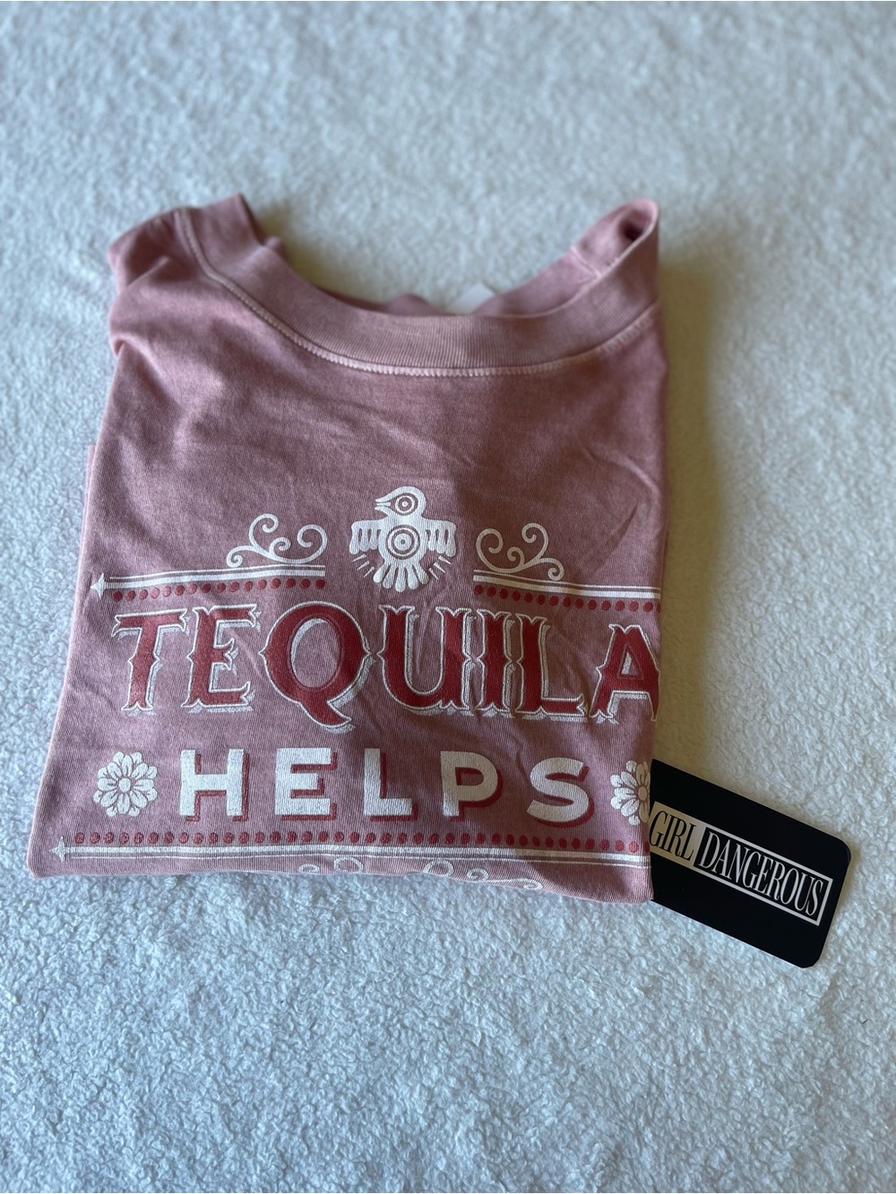 Girl Dangerous Pink 'Tequila Helps' Crop Tee